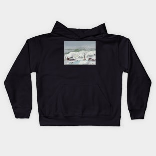 The Burning of Troy by grandma moses Kids Hoodie